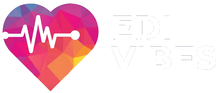 EDI Vibes Heart Heartbeat Logo EDI Vibes logo with a colorful faceted heart and heartbeat line icon.